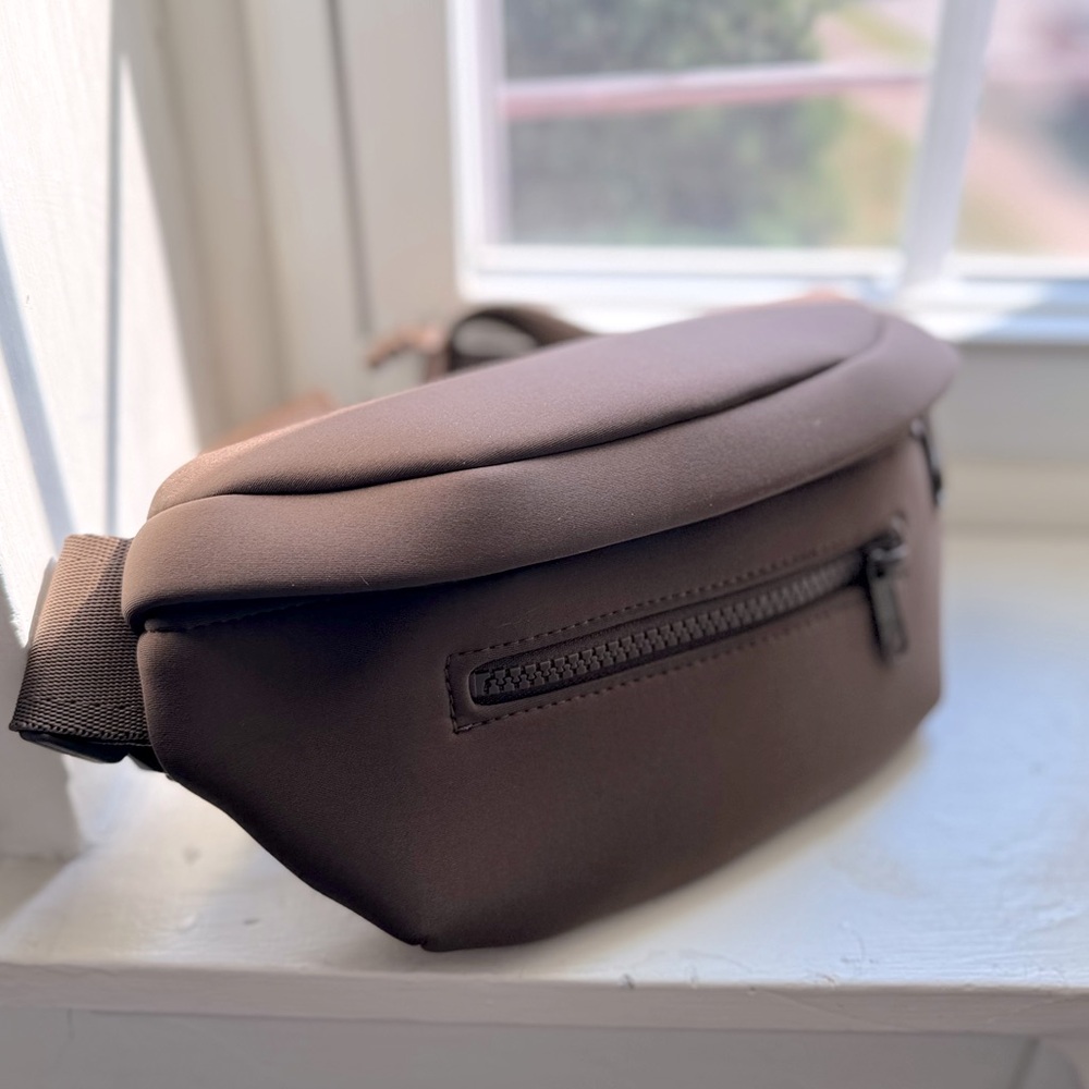 Dagne Dover Chocolate Brown Neoprene Crossbody Belt Bag